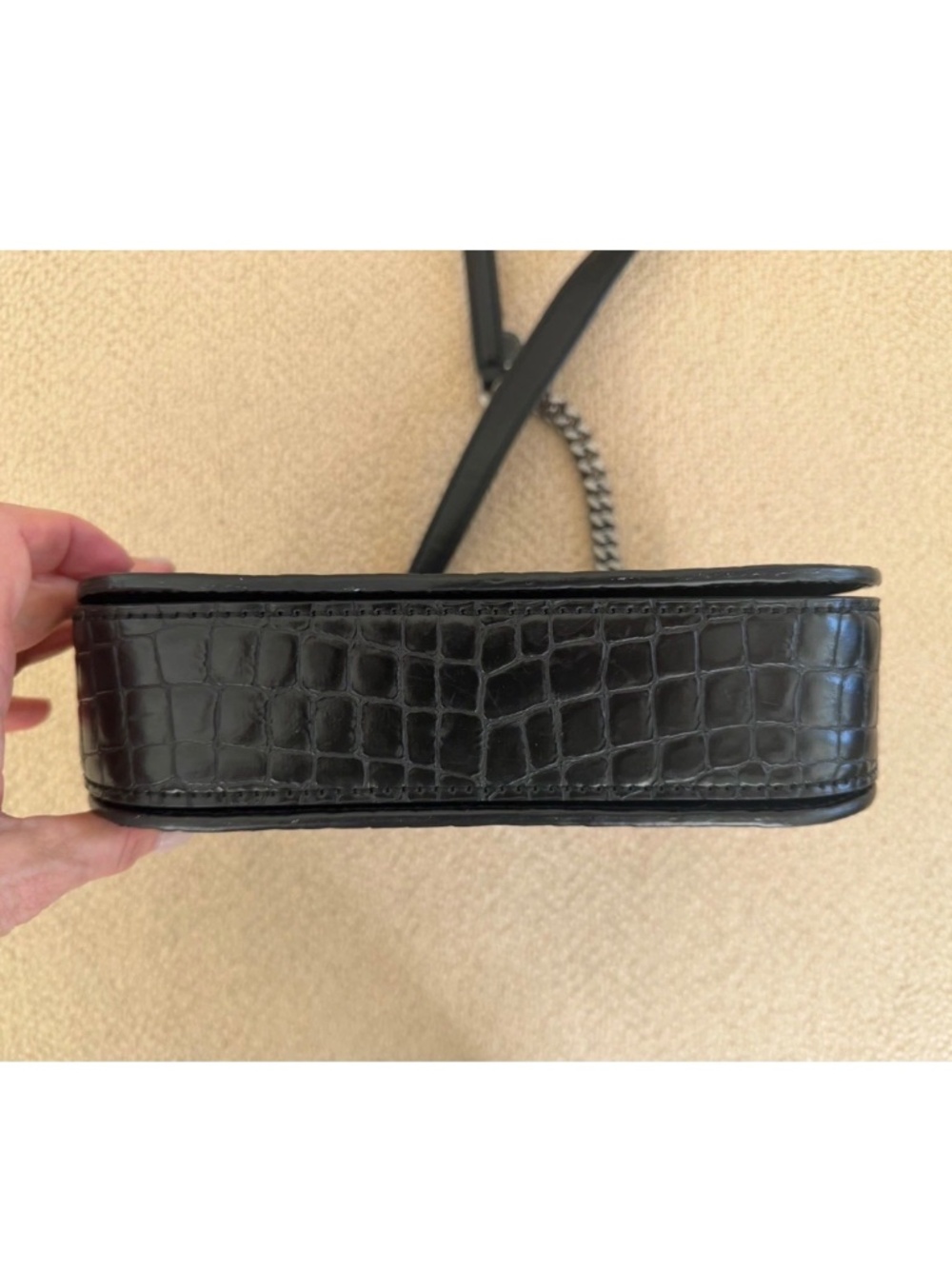 Stella McCartney Black Croc Embossed Faux Leather Medium Falabella Star Box Bag - Picture 7 of 14
